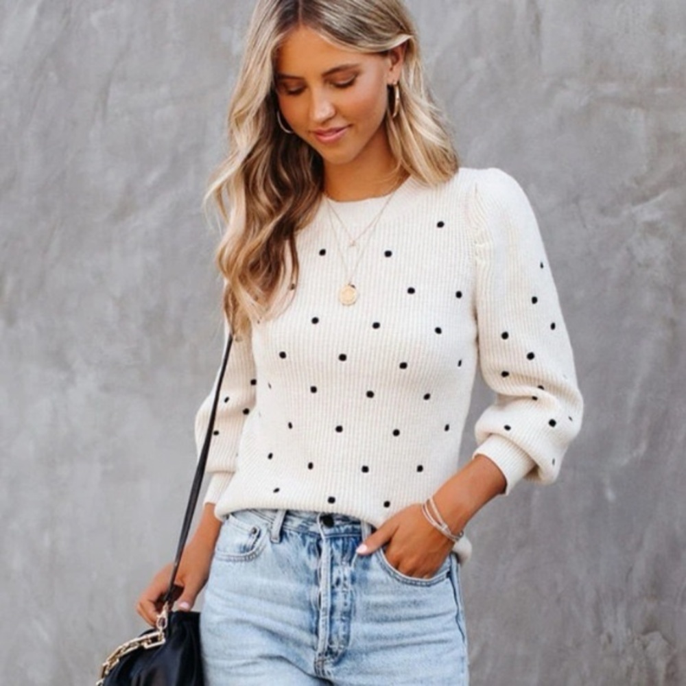Vici Bridges Embroidered Polka Dot Sweater